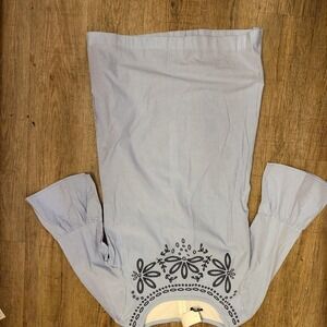 Talbots Blue Striped Embroidered Dress Belted Size 8